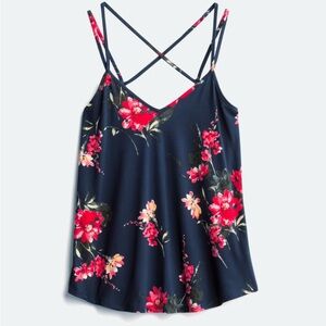 Papermoon Black and Red Floral Basima Back Detail Knit Top